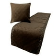 thumbnail image 1 of King Queen Twin Brown Designer Full 68"x18" Bed Runner With Pillow Cover, Quilted & crystals Bed Scarf on Velvet fabric - Brown Diamond Symphony, 1 of 3