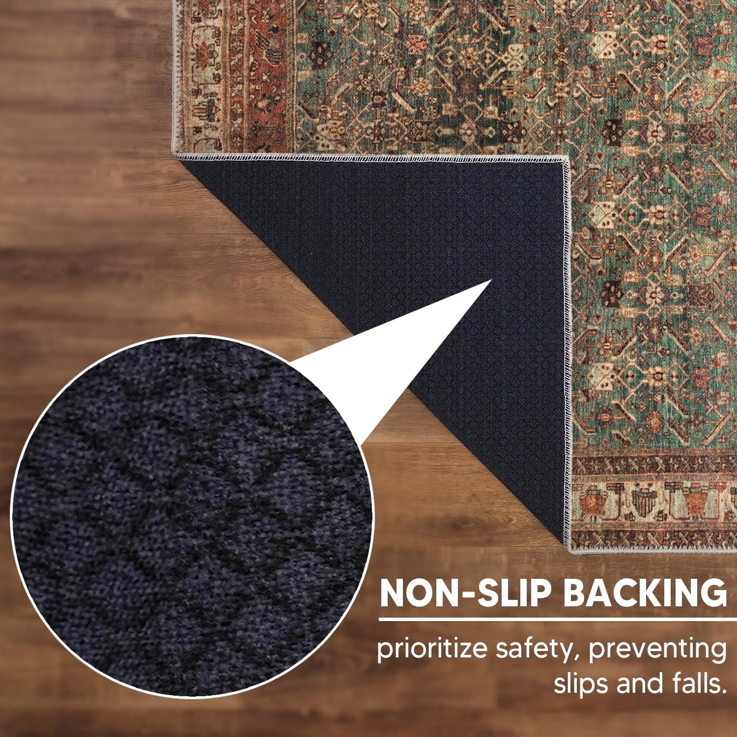 Keen Home Design Machine Washable Area Rugs with Non-slip Backing, Ideal for Hallway, Living Room, Bedroom, Kitchen and Laundry Room, Vintage Moroccan and Low Pile Rug - ( 8' x 10' )