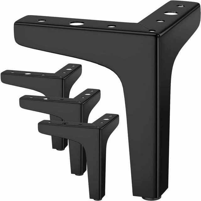 Set of 4 furniture legs load up to 600 kg, cm modern metal triangular table legs, hairpin furniture legs for cabinets, sofa, black ( cm) cm