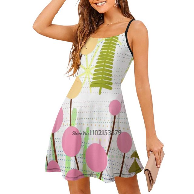Fresh Day Back Lacing Backless Dress Square Neck Dress Fashion Printed Dress 6Xl Abstract Graphic Landscape Trees Light Colors