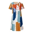 thumbnail image 5 of Mefallenssiah Femmes Été Casual Col Rond Manches Courtes Pliage Robes Imprimées, 5 of 5