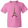 thumbnail image 3 of Inktastic Eiffel Tower in Paris with Flowers and Pink Banner Youth T-Shirt, 3 of 5