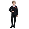 thumbnail image 2 of Delliss Boys' 6 Piece Trendy Cool Formal Suit Set, Coat, Vest, Pants, Collared Dress Shirt, Pocket Square And Bow Tie, 2 of 9