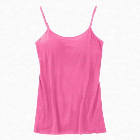 ORT Womens Built-in Bra Padded Camisole Yoga Tanks Tops(Hot Pink,5XL)