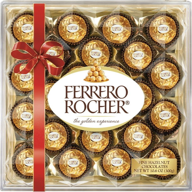 Ferrero Rocher Fine Hazelnut Diamond Shaped Chocolates, 24 Count