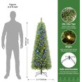 thumbnail image 3 of Alupssuc 5.5ft Premium Prelit Artificial Hinged Slim Pencil Christmas Tree w/ Remote Control, 180 Warm White & Multi-Color Lights, 3 of 7