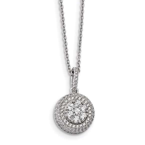 925 Sterling Silver 103 Stone 18 Inch Cubic Zirconia Cz Necklace 2 Extender Pendant Charm