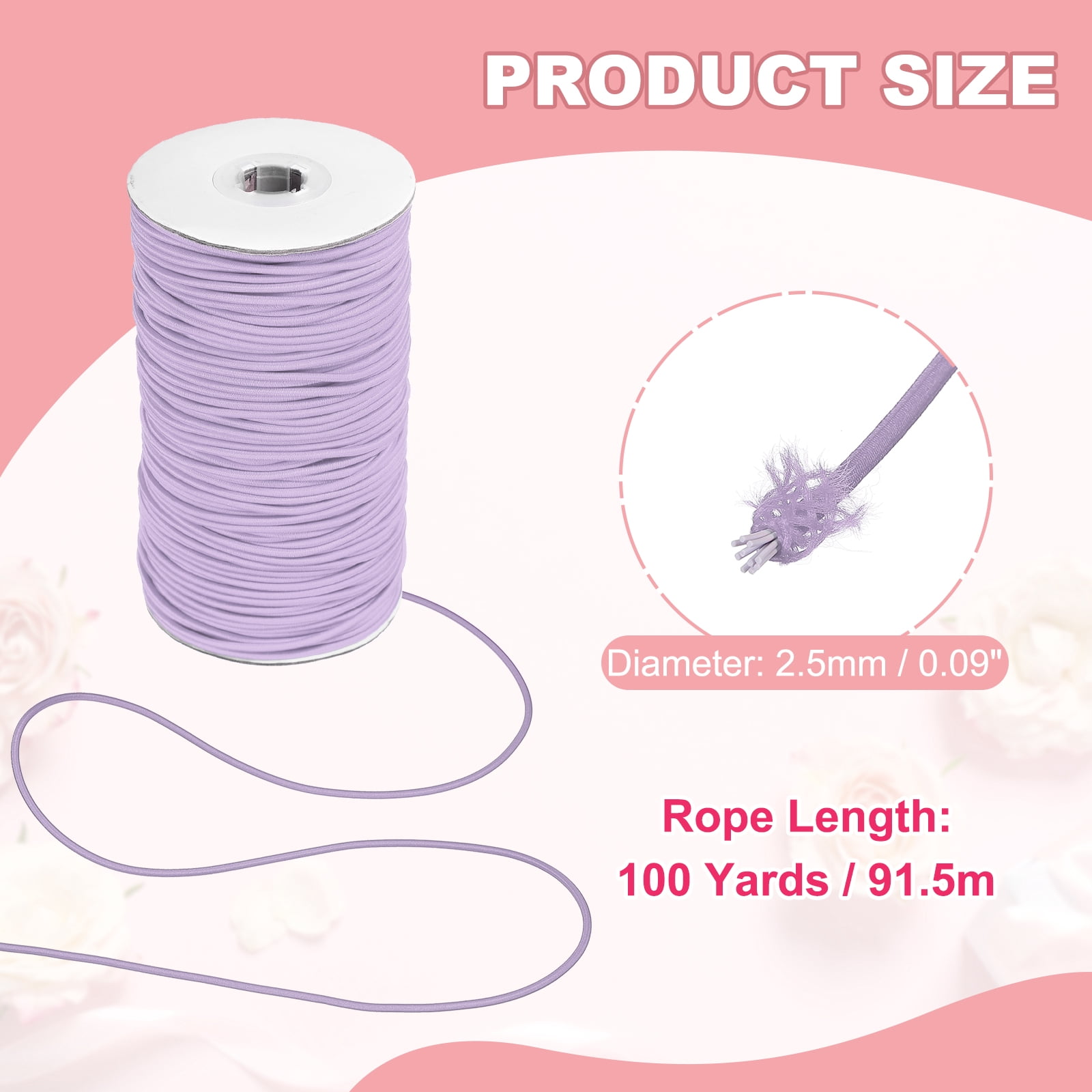 Uxcell Stretchy String for Bracelets, Elastic Crystal Thread Stretch Elastic Beading Cord 2.5mm & Light Purple-Fitting For(Bracelets/Sewing/Beading/Necklace/Jewelry Making/Crafts DIY)