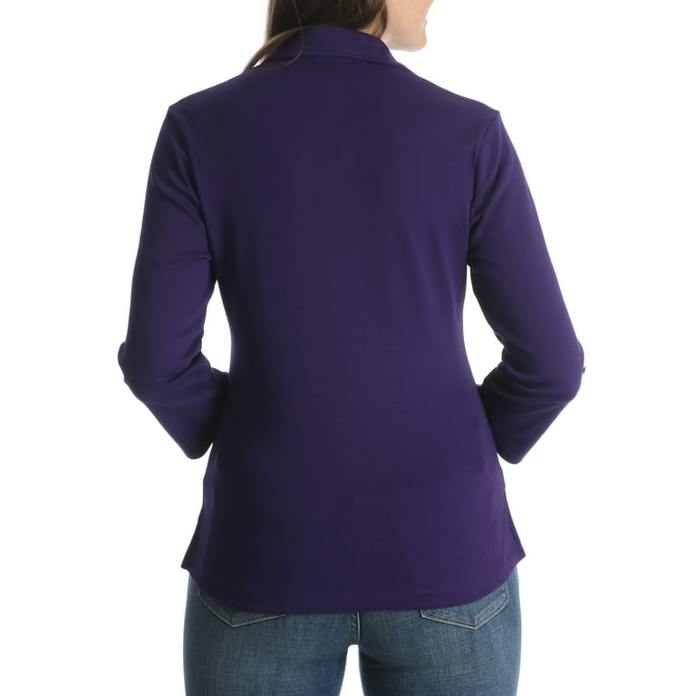 Women's 3/4 Sleeve Knit Top With Button Placket