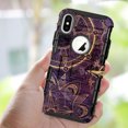 thumbnail image 7 of FINCIBO Dual Layer Hybrid Armor Case Cover Stand for Apple iPhone X, Purple Bohemian Flowers Compass, 7 of 7