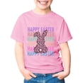 thumbnail image 4 of MIXUE Kids Girls Tops & T-Shirts Kids Summer Easter Bunny Round Neck Petal Sleeve Casual Solid Color Pullover T Shirts Activewear,Pink,8-9 Years, 4 of 4
