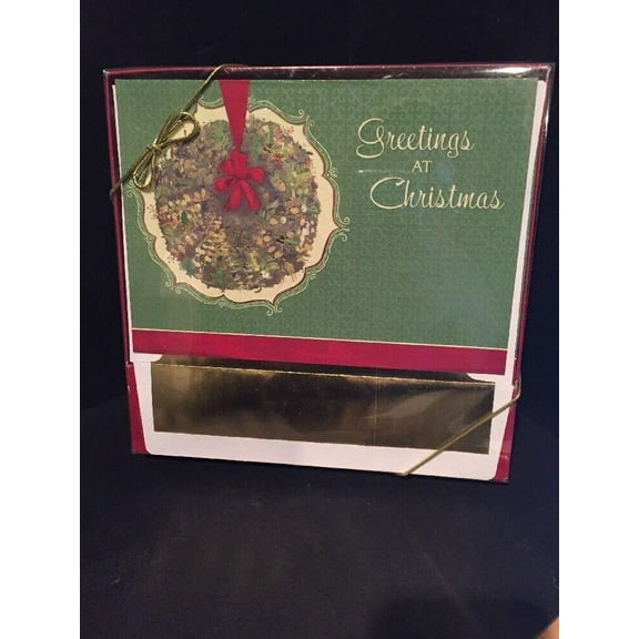Designer Greetings Red Bow on Plant Box of 18 Christmas Cards
