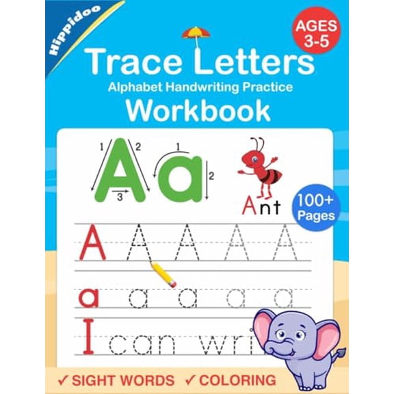 Pre-Owned Learn Pen Control, Letters, Numbers, Sight Words & Math for Preschool & Kindergarten: Trace Letters: Alphabet Handwriting Practice workbook for kids: Preschool writing Workbook with Sight words