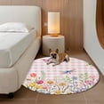 thumbnail image 2 of Wildflowers Round Area Rug 3Ft Washable Small Circle Rugs for Kitchen Entryway, Spring Watercolor Tulip Floral Leaf Pink Plaid Non-Slip Carpet Floor Mats Indoor Outdoor Carpet Runner Home Decor, 2 of 8