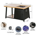 thumbnail image 6 of MF Studio 46" 50000BUT Propane Gas Fire Pit Table with Lid and Blue Fire Glass Metal Rectangular Outdoor Propane Fire Pits Black, 6 of 8