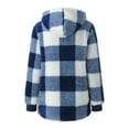 thumbnail image 5 of Sanbonepd Women's Plush Coat Long Sleeve Plaid Hooded Zipper Loose Fleece Jacket, 5 of 7