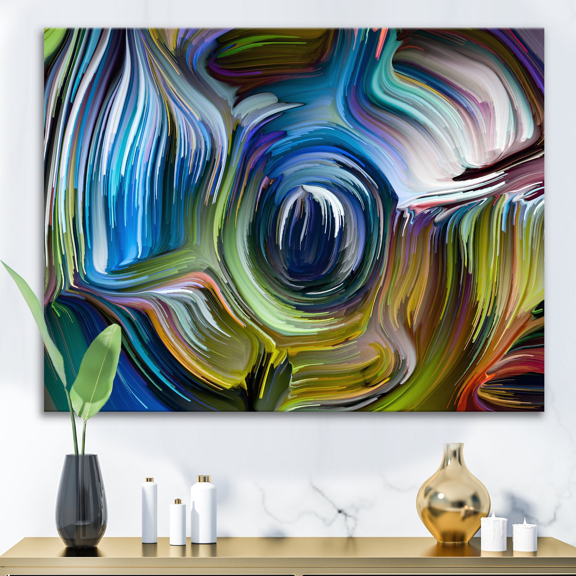 Colour Spiral Fusion 8 in x 12 in Painting Canvas Art Print, by Designart