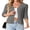 04-Charcoal, variant on Womens Cardigan 3/4 Sleeve Button Front Knit Sweater Ribbed Texture Scalloped Trim Lightweight Layering Top Apricot L