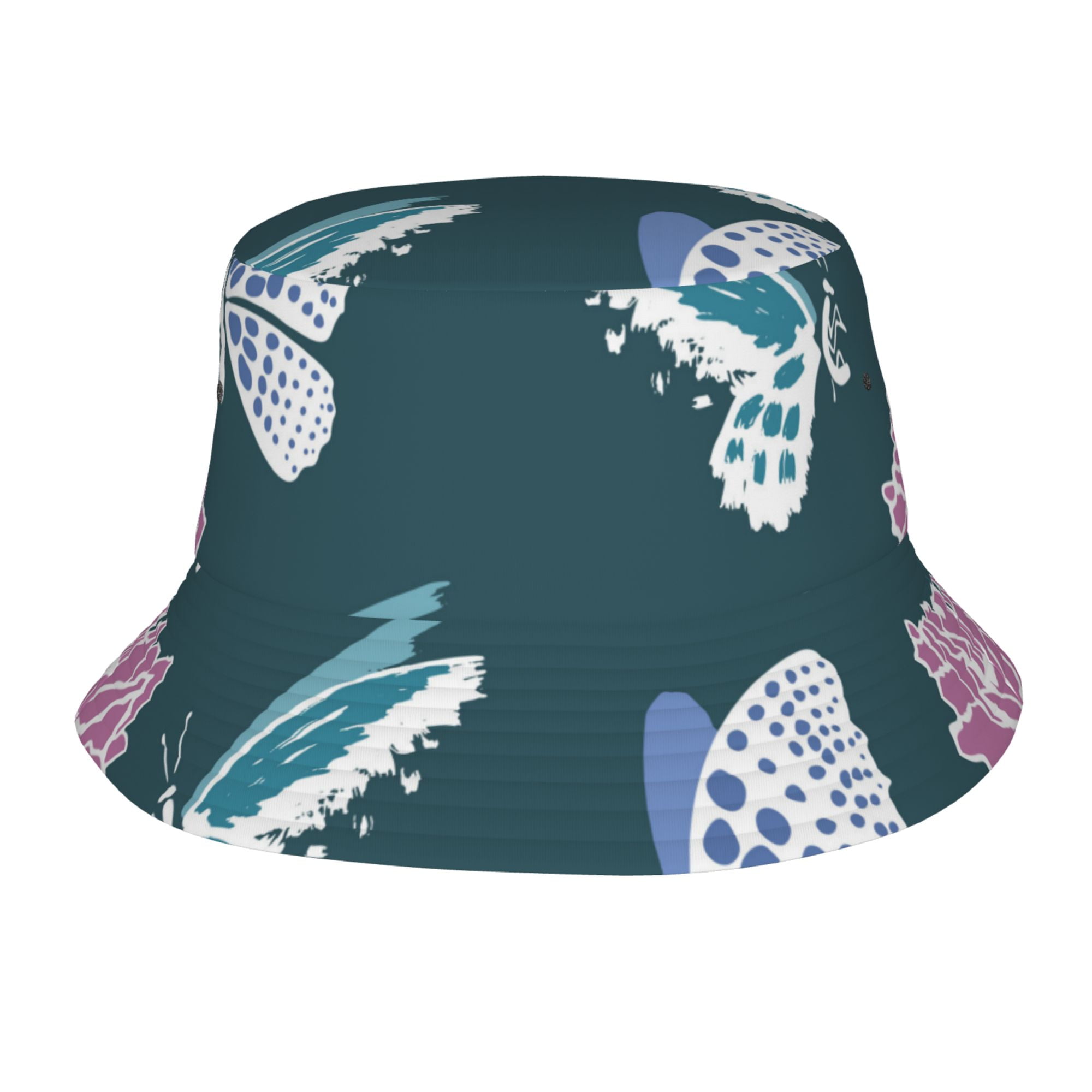 ZICANCN Bucket Hat Blue Butterfly Flowers Unisex Print DoubleSide