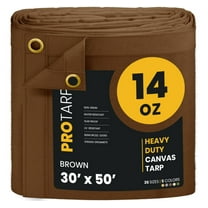 PROTARP Extreme Heavy Duty WaterProof Canvas Tarp 20 oz, UV Resistant Tarpaulin Cover with Rustproof Brass Grommets, Multipurpose for Canopy, Roof, Camping, Wood Pile (Brown 30'X50')