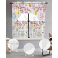thumbnail image 2 of Happy Easter Swag Kitchen Curtains Sets for Windows 24 Inch Length, Spring Colorful Eggs Butterfly Grey Plaid Short Window Curtain Panels Swags Valances and Tiers 3 Piece Set for Cafe/Dining Room, 2 of 5