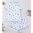 thumbnail image 5 of Tnhcen Women's Button Front Flip Collar Short Sleeve Shorty Pajama Set Easter Print Nylon Spandex Milk Silk Sleepwear, 5 of 9