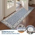thumbnail image 4 of 2x6 Floral Kitchen Runner Rug Washable Non Slip Throw Runner for Hallway Geometric Bordered Print Laundry Bathroom Mat Soft Non Shed Rugs for Bedside Entryway, Grey, 4 of 8