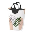 thumbnail image 2 of Waterproof Collapsible Laundry Hamper, Green Leaves Boho Art Aluminum Handle Laundry Bag Storage Basket, 50L, 2 of 6