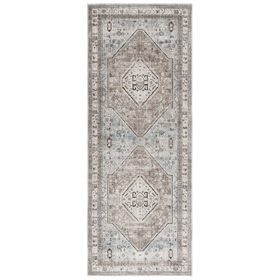 SAFAVIEH Antique Patina Dorris Medallion Polyester Runner Rug, Blue/Beige, 4' x 10'