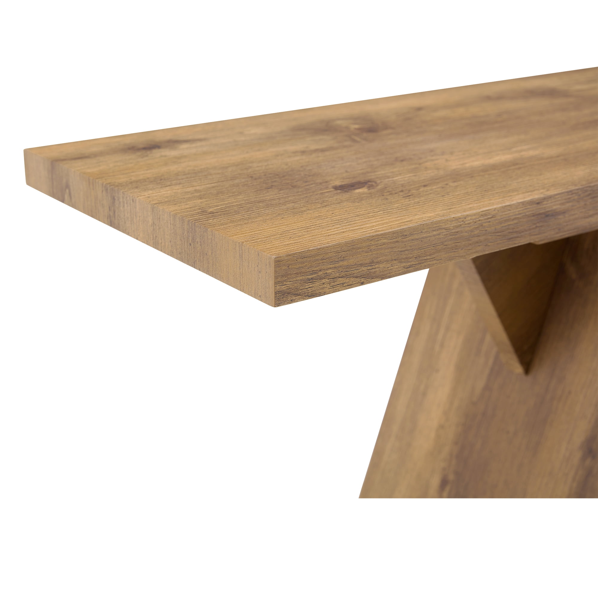 43.4-Inch Narrow Console Table with V-Shaped Base, Rustic Mid-Century Sofa Table and Entryway Hallway Table for Living Room, Natural Wood