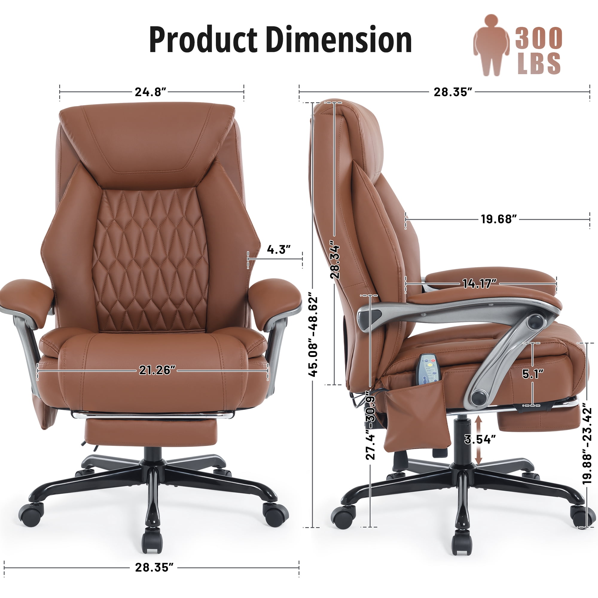 Heated Massage Office Chair with 6 Points Vibration, Reclining Ergonomic Desk Chair with Footrest for Extra Comfort, PU Leather High Back Executive Computer Chair, Thick Padded Massage Chair