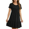 thumbnail image 2 of Pregnant Women Dress Solid Short Sleeve Round Neck Double Layer Breastfeeding Dress Maternity Nightgown, 2 of 6