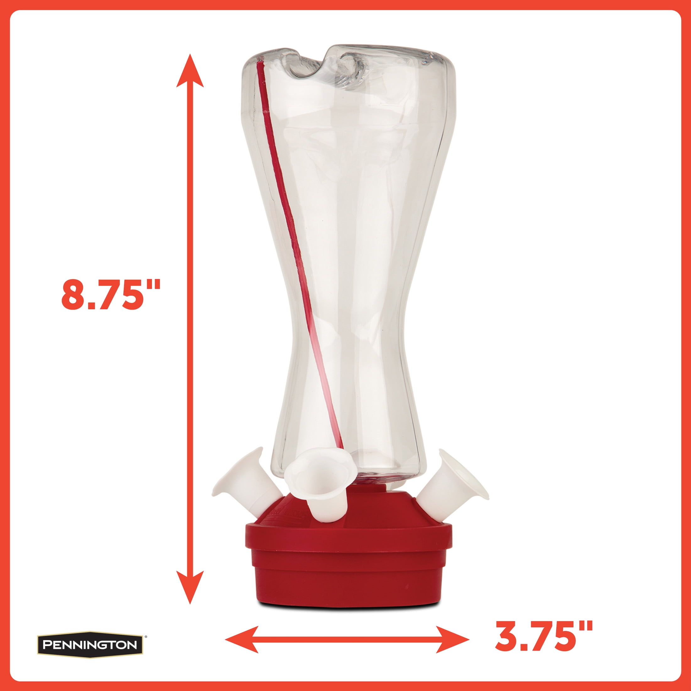 Pennington Plastic Classic Red Hummingbird Bird Feeder, 16 oz Capacity, 2 pack