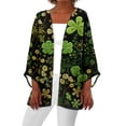 thumbnail image 2 of St.Patrick's Day T-shirt Women - Irish Lucky Clover 3/4 Sleeve Shirt, Fashion Shamrock Green Shirt, Costume for St.Patrick's Day|Style UBlackS, 2 of 6