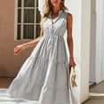 thumbnail image 2 of Robes d'Été pour Femmes 2023 Mode Sexy Décontractée Slim Femmes Robe Sans Manches Col en V Robes pour Femmes 2023, 2 of 9