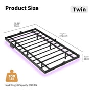 Kbun Twin Size Floating Bed Frames with LED Lights and Charging Station, Black, Platform Bed Frame No Box Spring Needed, Noise-Free, Easy Assembly