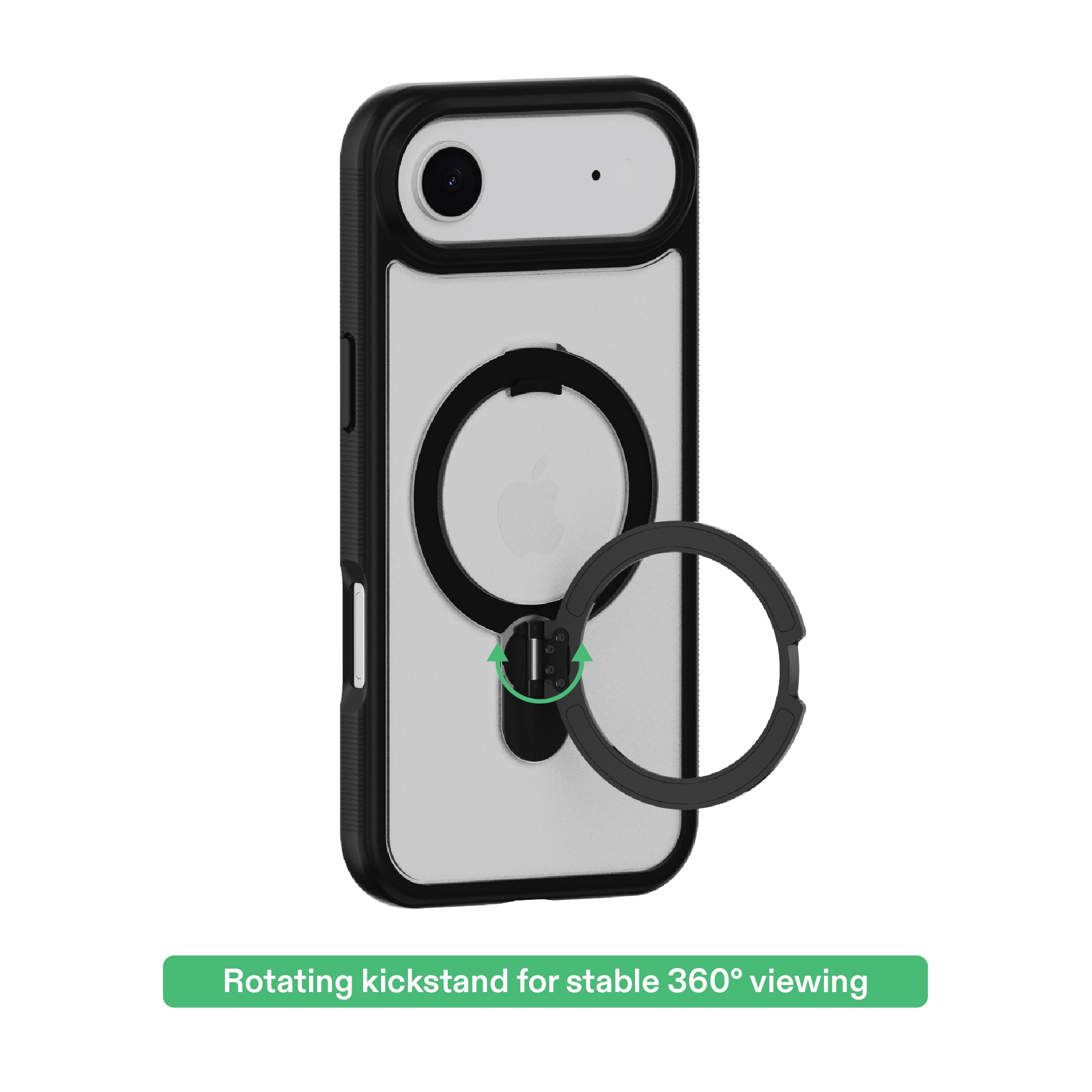 onn MagSafe Compatible Phone Case with Kickstand for iPhone Air - Black/Frosted Clear
