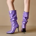thumbnail image 4 of UngA Women'S Cowboy Boots Girl Women's Dicee Kitten Heel Knee High Boots Purple,5.5, 4 of 7