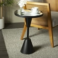 thumbnail image 2 of DecMode 16" x 24" Black Metal Pedestal Base Accent Table with Mirrored Glass Top, 1-Piece, 2 of 7