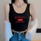 thumbnail image 3 of ITOOLIN Mujeres Carta Impresa Tank Tops Con Almohadilla De Sujetador Casual Crop Camisola Irregular Verano Para Deportes, 3 of 4