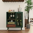 thumbnail image 6 of HLR 31.5"W Modern Wine Storage Cabinet with Pull-Out Rack & Tempered Glass Doors – Compact Coffee Bar for Kitchen, Dining Room, Apartment,Green, 6 of 8