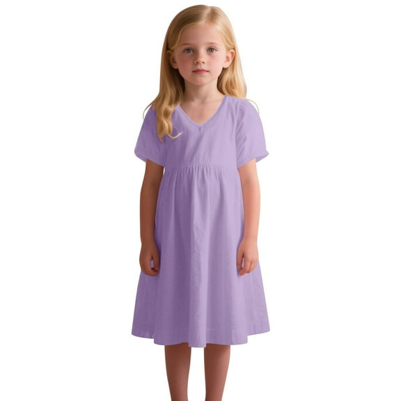 Mgmyaa Girls Summer Dresses Casual A-Line Swing Twirly Sundress Mini Dress 4-14 Years