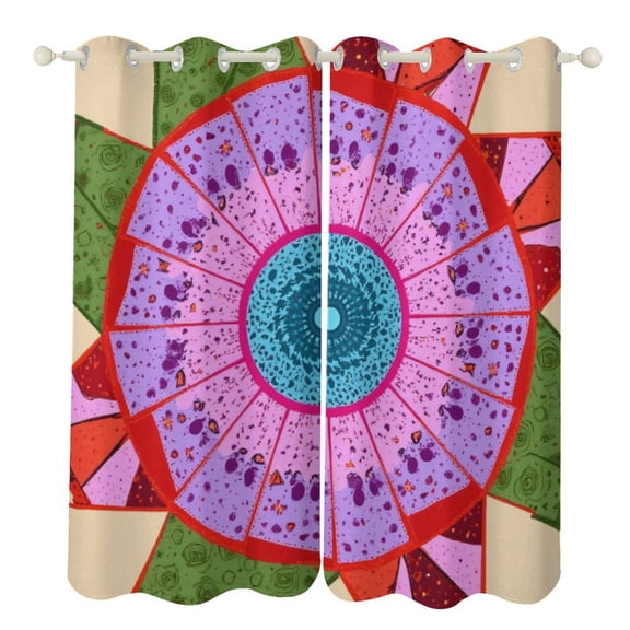 Colorful Mandala Floral Print 2 Panels 3D Printing Pattern Curtain for Bedroom Living Room Kitchen Window Decoration Home