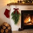 thumbnail image 2 of 1PCS Christmas Teardrop Swag,Christmas Wreath for Front Door Decor,Christmas Artificial Swags Cedar Teardrop Wreath for Indoor Outdoor Farmhouse Home Wall Window Festival Wedding Decor,18.11 inch, 2 of 5