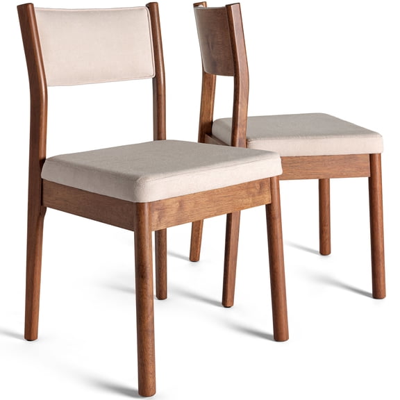 Best Choice Products Dining Chairs Set of 2, Modern Solid Wood & Upholstered Chairs, Armless W/ Cushion & Backrest