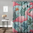 thumbnail image 2 of BCIIG Flamingo Plant Kitsch Bathroom Decor Set with Hooks, Colorful Luxurious Graphic Print Polyester Fabric Fashion Shower Curtain, Waterproof and Easy to Install 60x72, 2 of 7