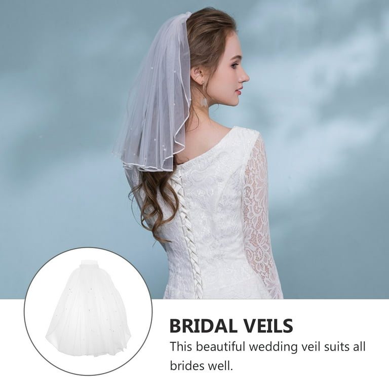 2T Cover Face Wedding Veil Tulle Short Lace Veil With Comb