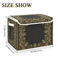 thumbnail image 3 of Foldable Fabric Storage Bin With Handle Collapsible Basket Box Storage With Lid Organizer Intricate Baroque-style Designs, 3 of 7