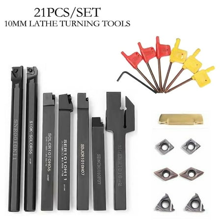 

Sufanic 21PCS 10mm Shank Lathe Turning Tool Holder Boring Bar with Carbide Inserts