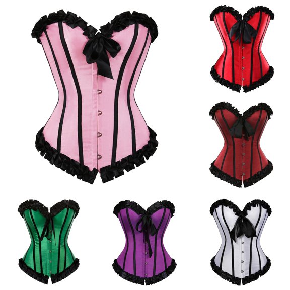 Gyujnb Halloween Women Solid Striped Shapewear Corset, Satin Weave for Themed Party Evening Social Outings,XL